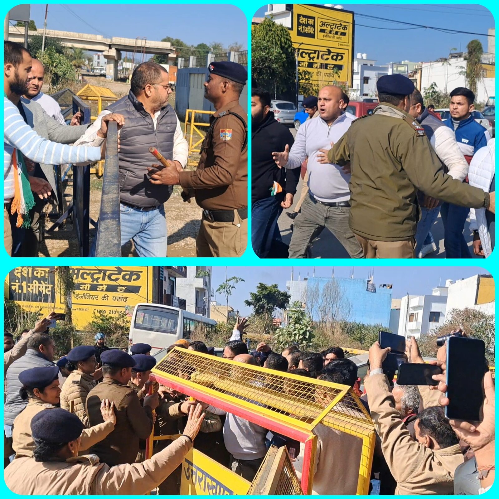 हंगामा : यूथ कांग्रेस का हंगामेदार प्रदर्शन, पुलिस के बैरिकेड तोड़कर मेडिकल कॉलेज के गेट तक पहुंचे