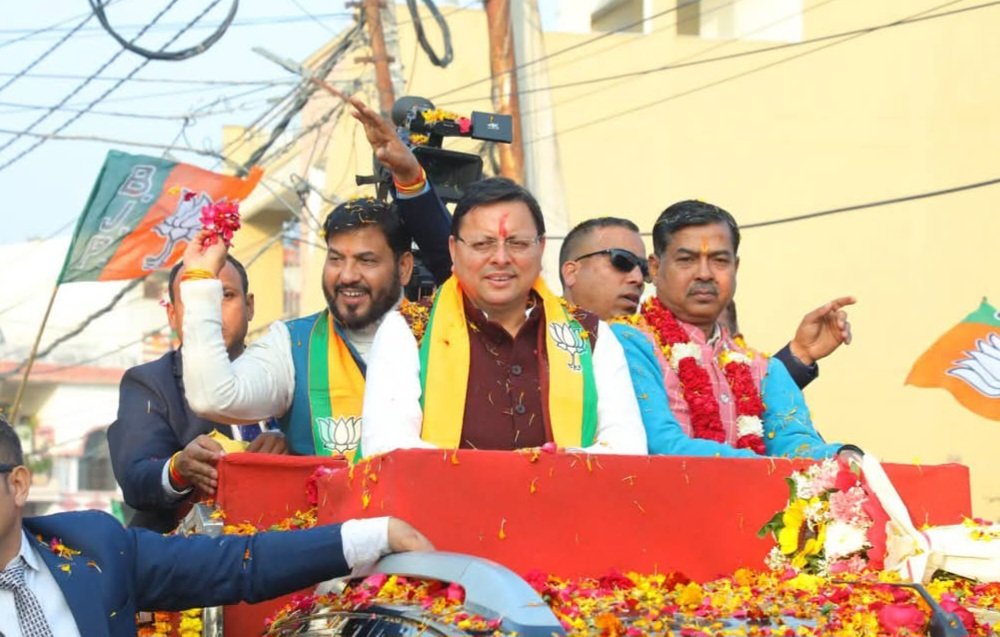 हरिद्वार में शिवालिक नगर में मुख्यमंत्री का चुनावी रोड शो