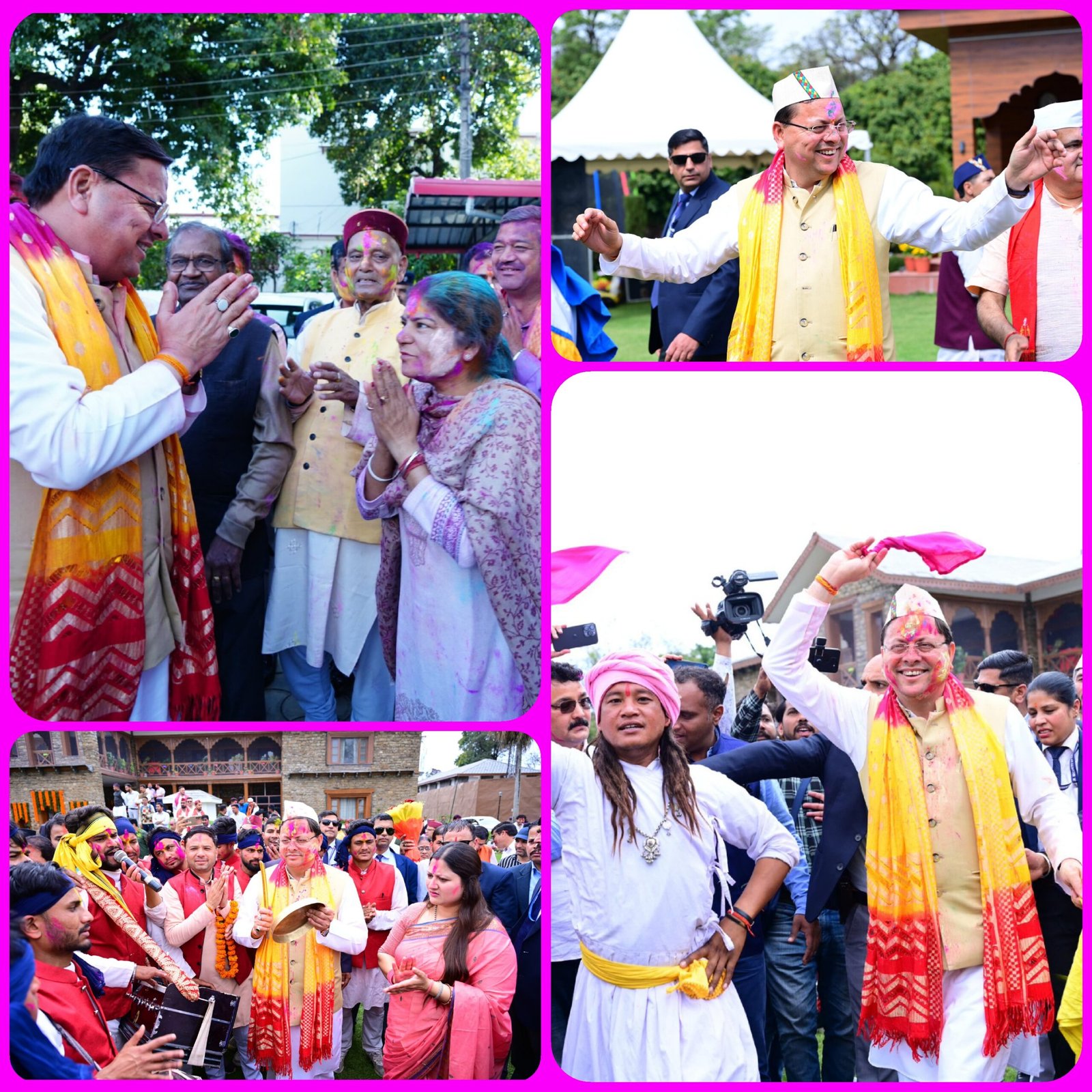 होली की धूम: मुख्यमंत्री आवास आवास में लगा नेताओं का जमावड़ा, खूब खेला गया अबीर गुलाल