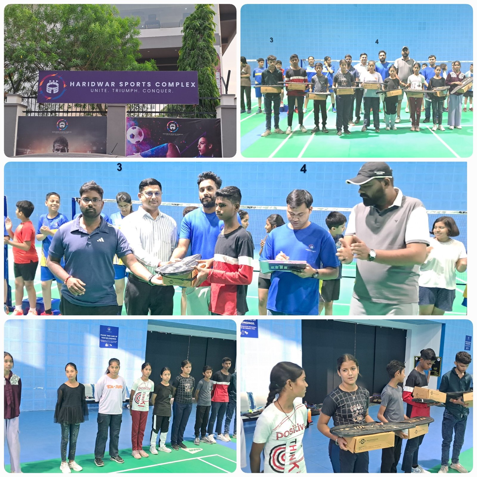 हरिद्वार स्पोर्ट्स कांप्लेक्स में बैडमिंटन खिलाड़ियों की फ्री ट्रेनिंग चालू, खिलाड़ियों को बांटी गई स्पोर्ट्स किट