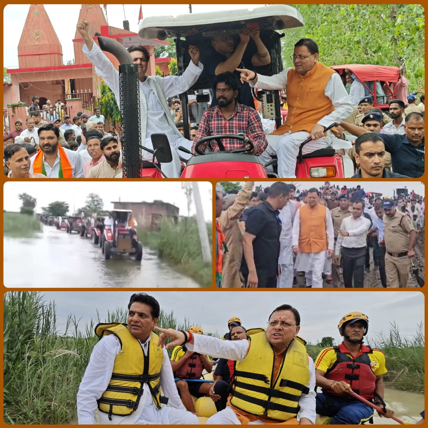 भू कटाव से जलमग्न हुआ क्षेत्र, मुख्यमंत्री ने ट्रैक्टर पर बैठकर लिया हालात का जायजा