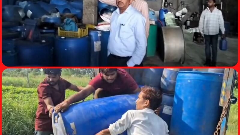 फ्रूट जूस और पल्प बना रही अवैध फैक्ट्री पर छापा, डेढ़ हजार किलो गंदा पल्प नष्ट कराया
